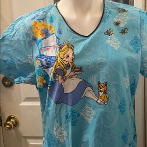 Disney Alice in wonderland scrub top